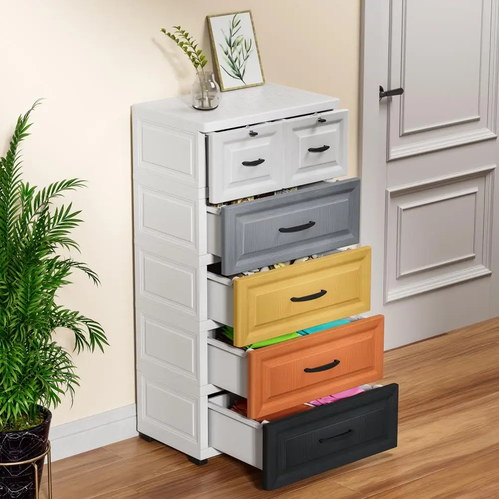 5-Tiers Plastic Storage Bins Stackable Storage Drawer With Locker Space Saving Open Front Closet Organizer For Home Office Dorm