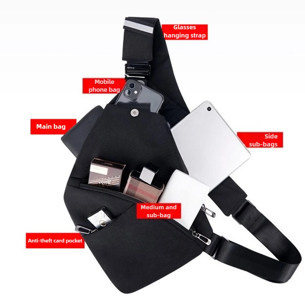 Męska torba na klatkę piersiową z zabezpieczeniem przed kradzieżą Wodoodporna torba taktyczna na ramię Torba podróżna na ramię dla mężczyzn