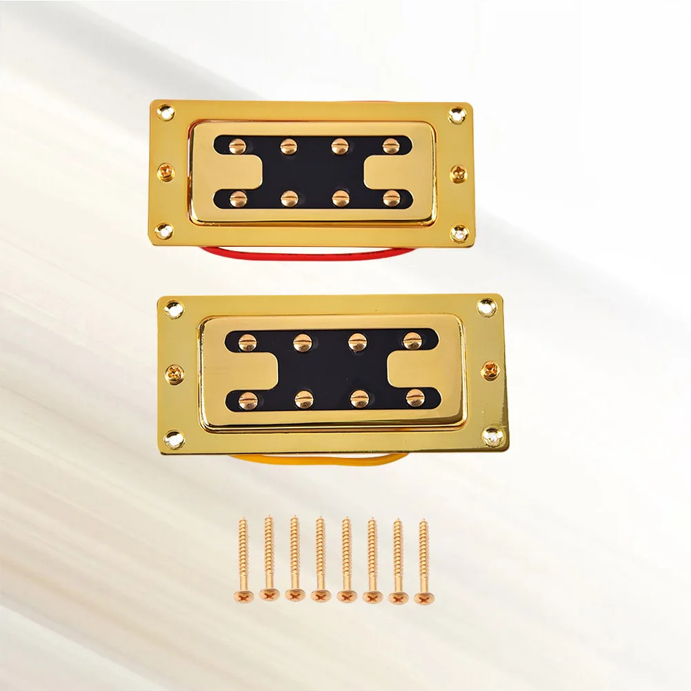 

2Pcs Bass Pickup Double Coil Humbucker Electric Guitar 4String Neck Bridge Mounting Screws Wax Potted Noise Suppression