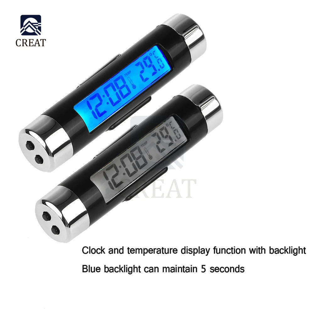 2 in 1 Car Digital LCD Clock/Temperature Display Electronic Clock Thermometer Car Digital Time Clock Car Accessory