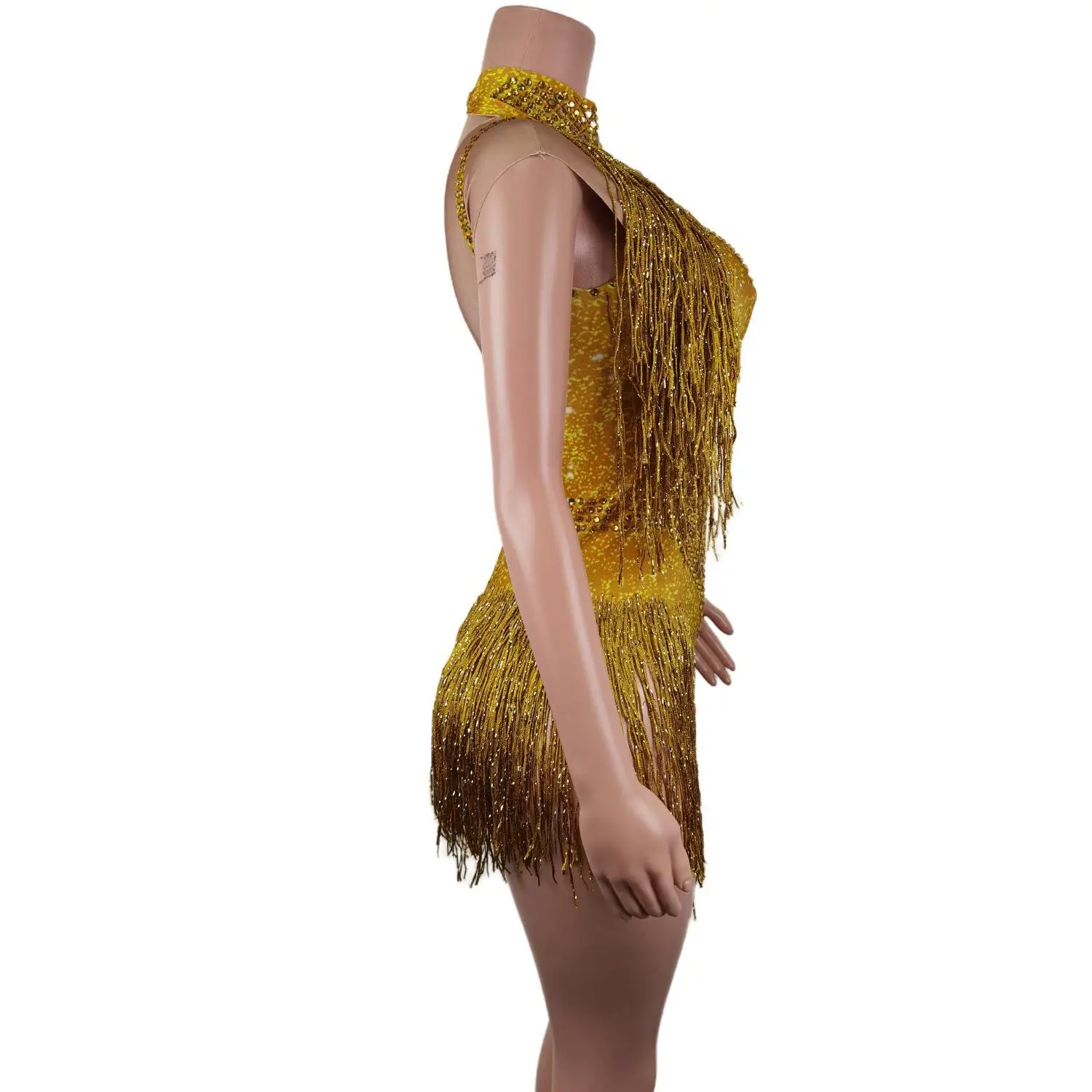 Sexy Showgirl Carnaval Jumpsuit Voor Vrouwen Met Kralen Lovertjes Bodysuits Uit Één Stuk Kostuum Toneelspeelbal Dj Feest