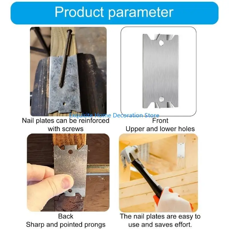 

L5BF 50Pcs AntiNail Protections Plate Shield Steel Plate for Wood Studs