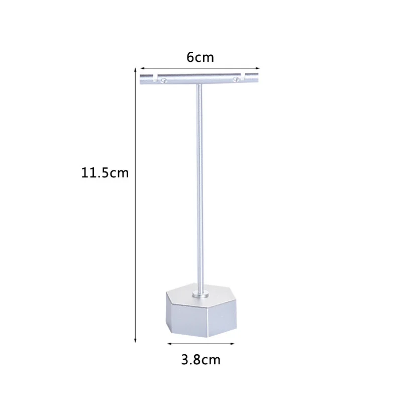 Tempat Pajangan Anting Perhiasan Rak Bar T Rak Penyimpanan Gantung Kancing Telinga Organizer Braket Anting Logam Menara