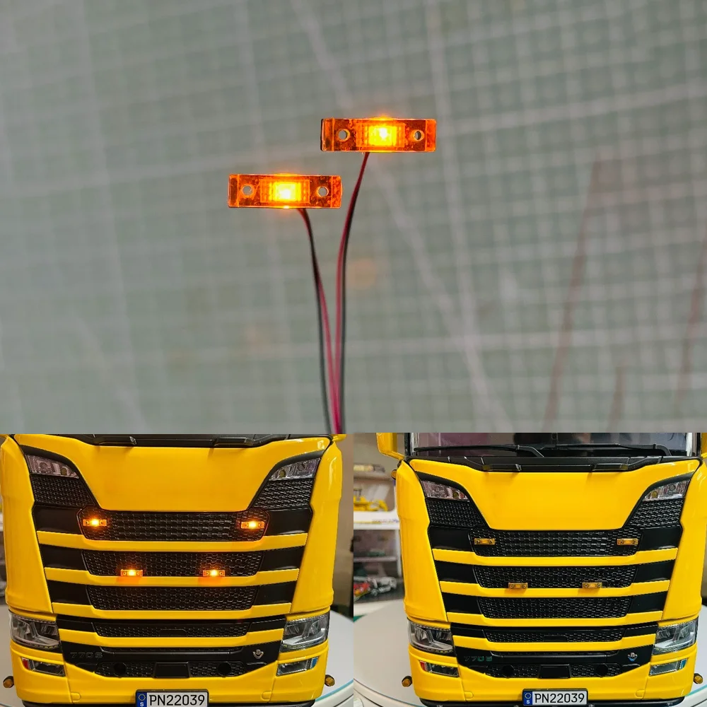 

1 Pair LED Warning Light/profile Light/side Light for 1/14 Tamiya RC Truck SCANIA 770S R620 VOLVO Mercedes-Benz MAN Car Parts