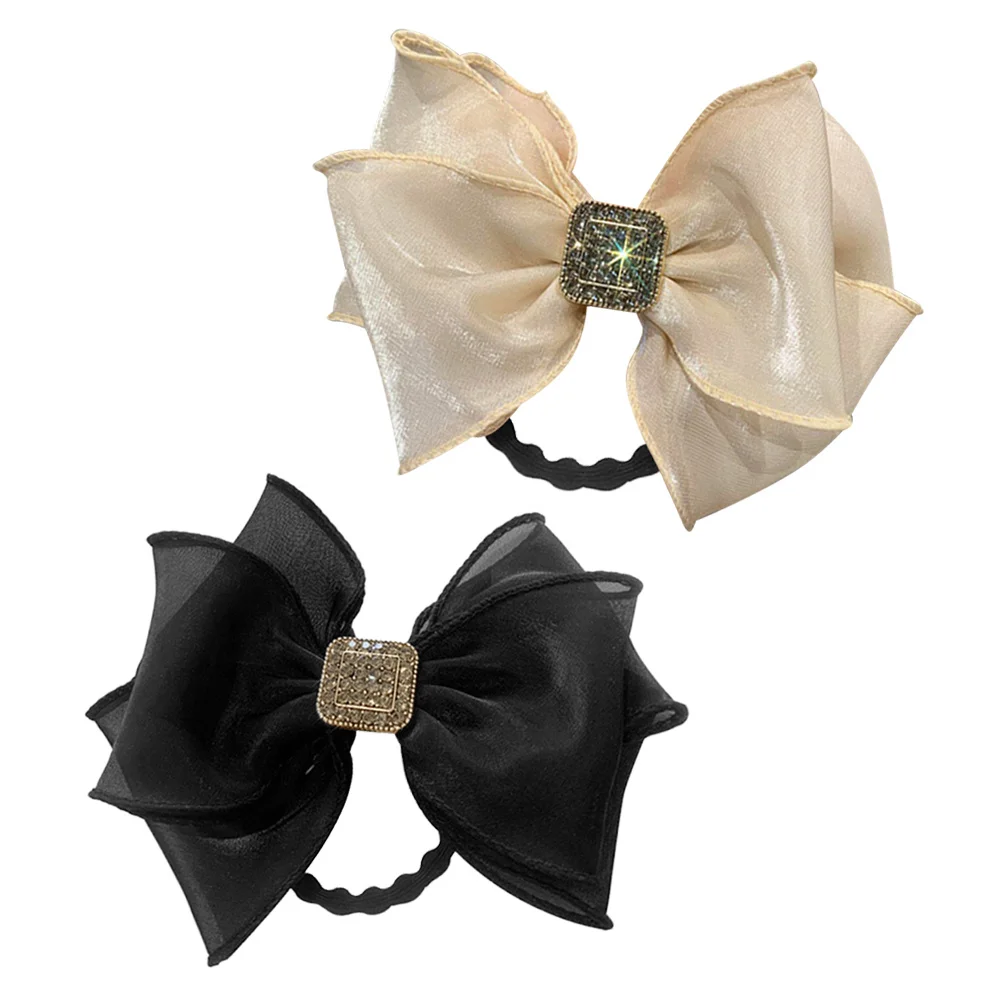 

2Pcs Butterfly Bow Hair Ropes Premium Quality Organza Bowknots Flexible Ponytail Holders Decorative Hair Accessories for Daily