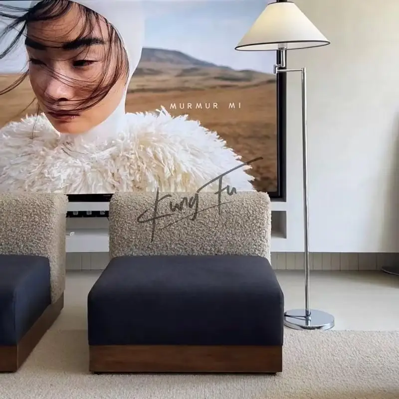 Modern Chinese Style Solid Wood Fabric Single Sofa Leisure Designer Furniture