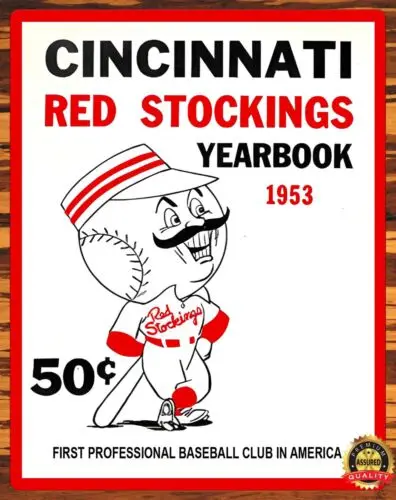 1953 Cincinnati Red Stockings - Rare - Metal Sign