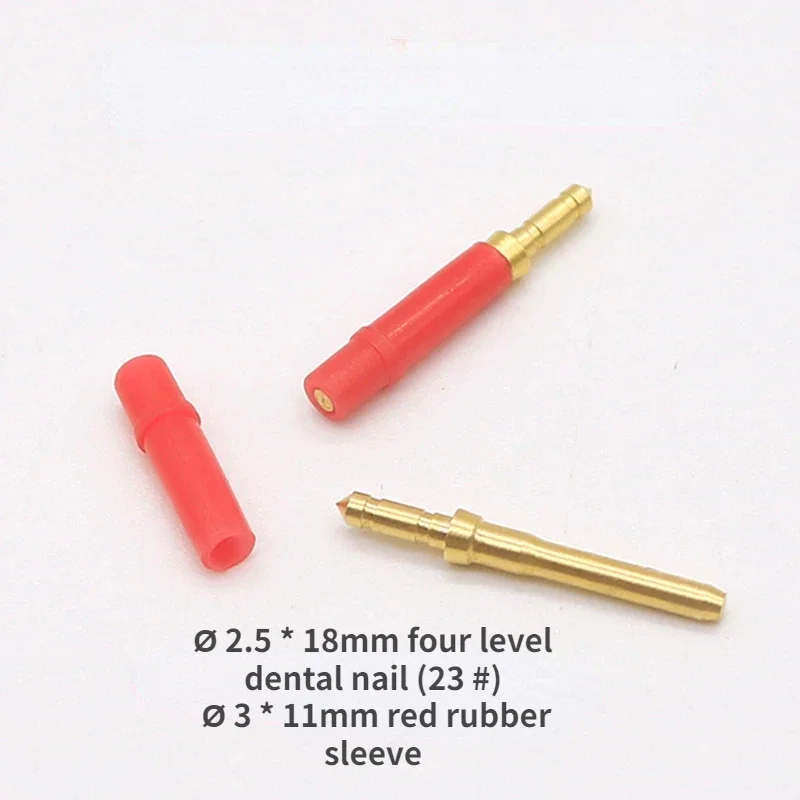 1000set  Dental  Small Brass Pins1.6mmX18mm with Red Plastic Sleeves Conjunction Brass Die Model Section Work Dental Tools