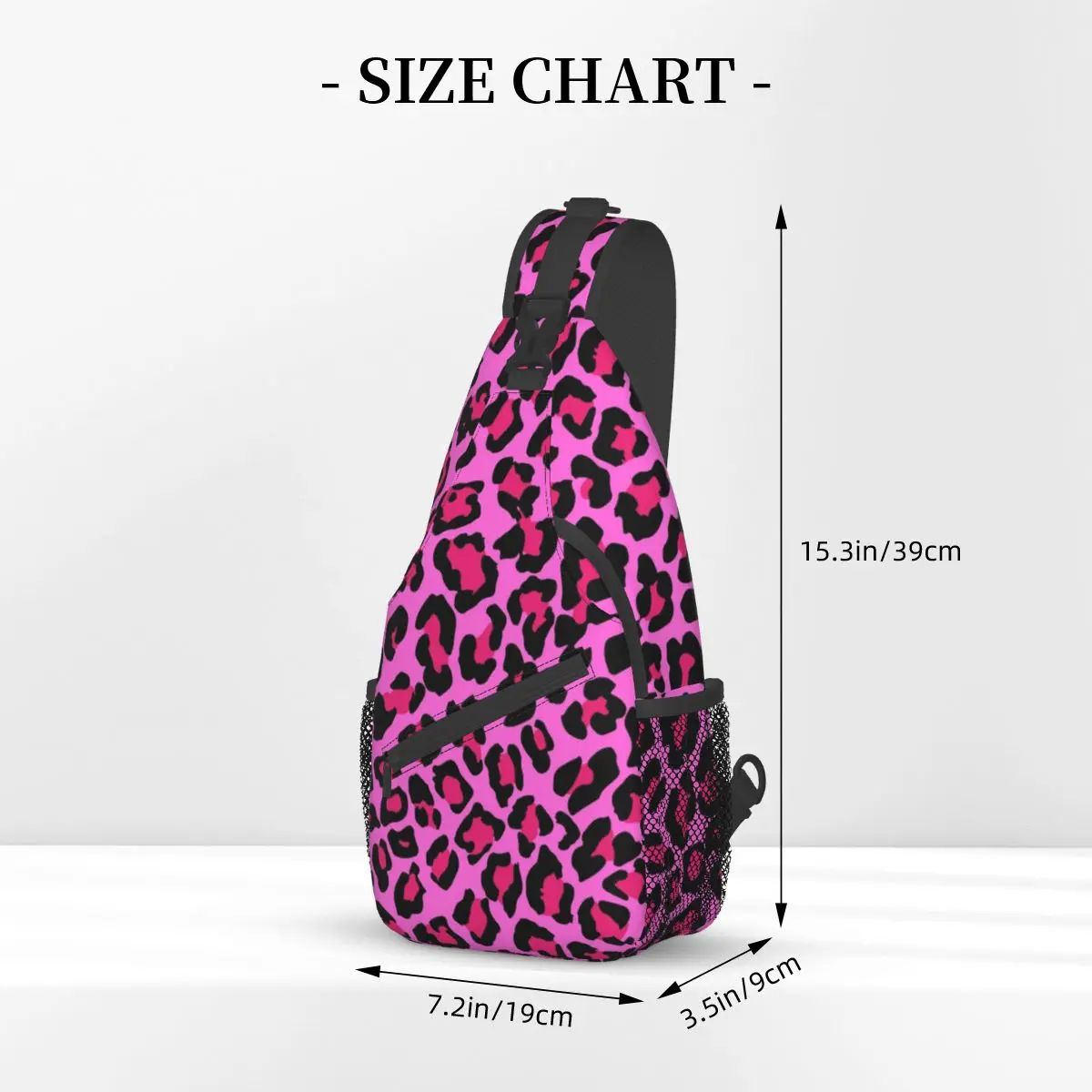 Hot Pink Leopard Crossbody Sling Bag Printed Chest Bag Cheetah Animal Spot Shoulder Backpack Daypack Travel Hiking Biking Pack