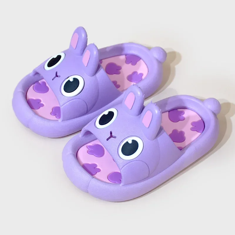 Cute Rabbit Children\'s Slippers Summer Open Toe Bathroom Flip Flops Anti Slip Soft Sole Home Shoes Girls Boys Indoor Slippers