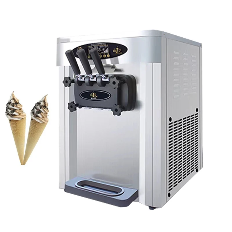 Commercial Ice Cream Machine With English Operating System Soft Ice Cream Maker 3 Flavors Yogurt Ice Cream Vending Machine