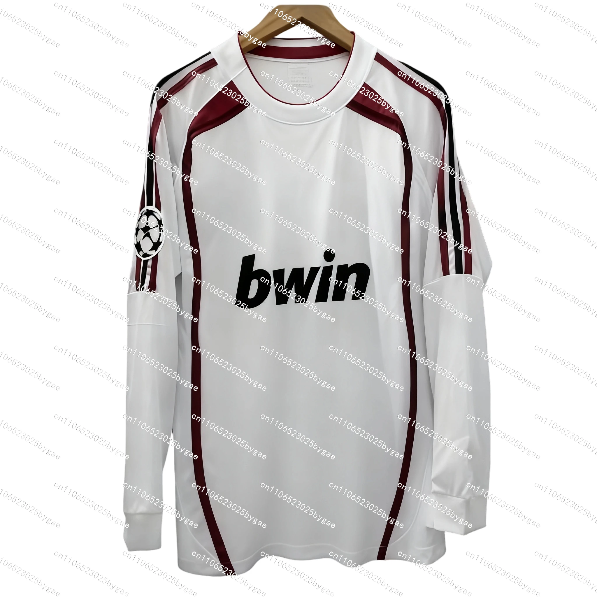 Kaka caliente # 22 AC Milan Champions League 2013_2014 Camiseta de manga larga para fanáticos del hogar Camiseta estampada en 3D Camiseta deportiva informal de calidad