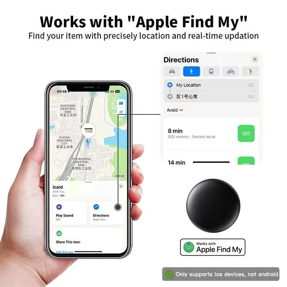 علامة ذكية تعمل مع Apple Find My Key Bluetooth GPS Tracker مقاومة للماء وتتبع رياضي لكبار السن والأطفال والحيوانات الأليفة مكتشف صغير لهاتف IPhone