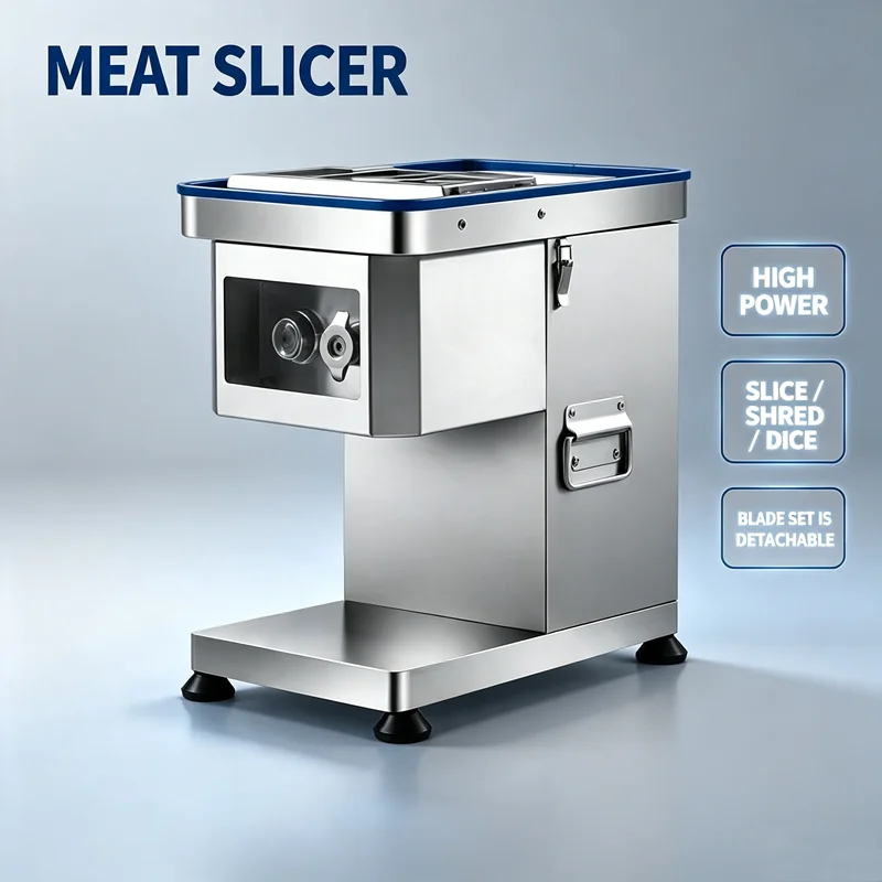 Compact Desktop Meat Slicer Commercial Household Multi-Functional Meat Slicer Shredding Dicing Kitchen Equipment Removable Knife