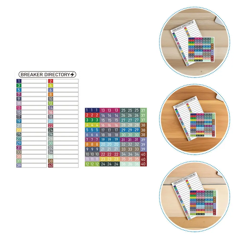 

Набор из 2 профессиональных водонепроницаемых самоклеящихся этикеток для электрических панелей, номерные, для быстрого выявления неисправностей