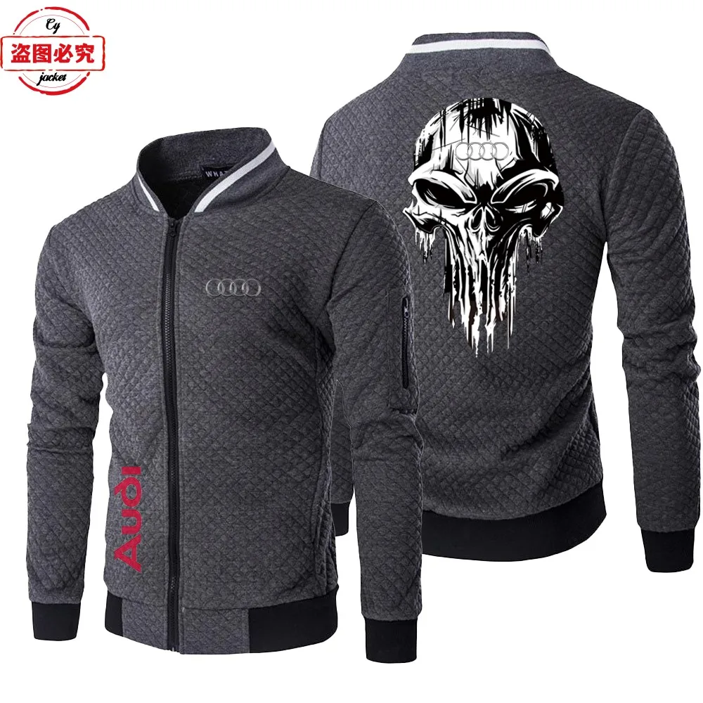 Audi Racing Suit Logo Printed Jacket Long Sleeve Top Stand Collar Jacket Car Logo Work Wear Group Wear