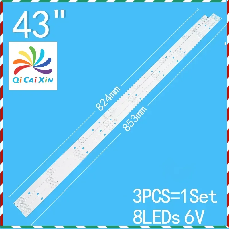 New 3PCS/lot For 43" LCD TV JS-D-JP4320-091EC E43F2000 MCPCB JS-D-JP4320-081EC MS-L1111-R MS-L1111-L D-43SF6015BT 43L35 AKTV432