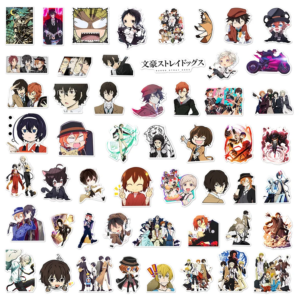 10/30/50pcs Cool Bungou Stray Dogs Anime Stickers Dazai Chuuya Decals Laptop Motorcycle Phone Car Waterproof Sticker for Kid Toy