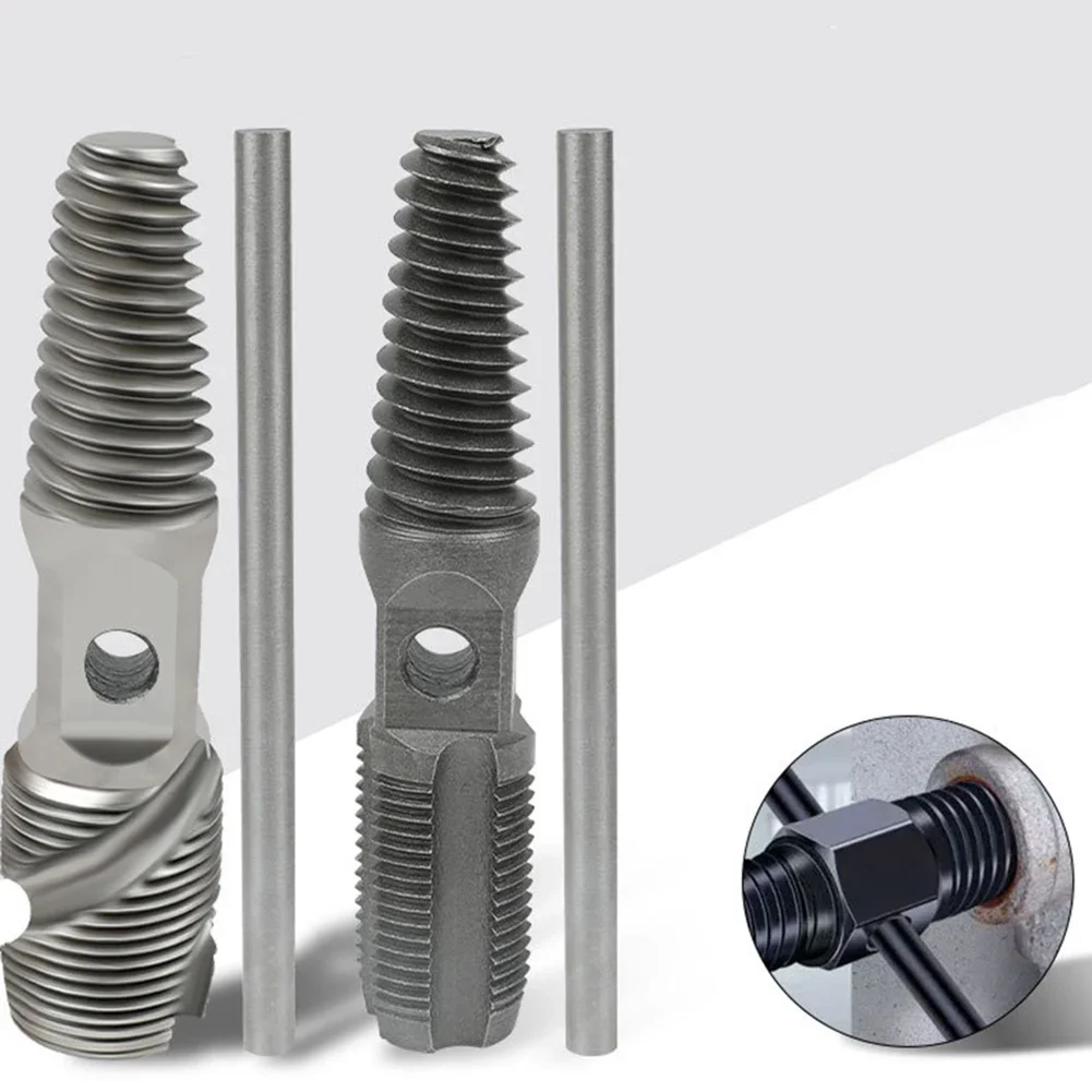 Practical Water Pipe Extractor 40CR Bolt Screw Removal Silver With Rod Broken Screw Extractor Double Head Design Drill Bits