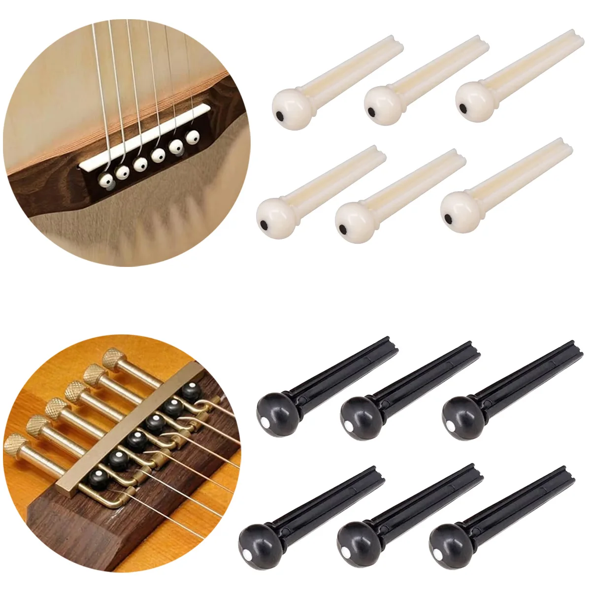 Miwayer Plastic Guitar Bridge Pins Set of 6, String Fixing Pegs for Acoustic Folk Guitar Replacement