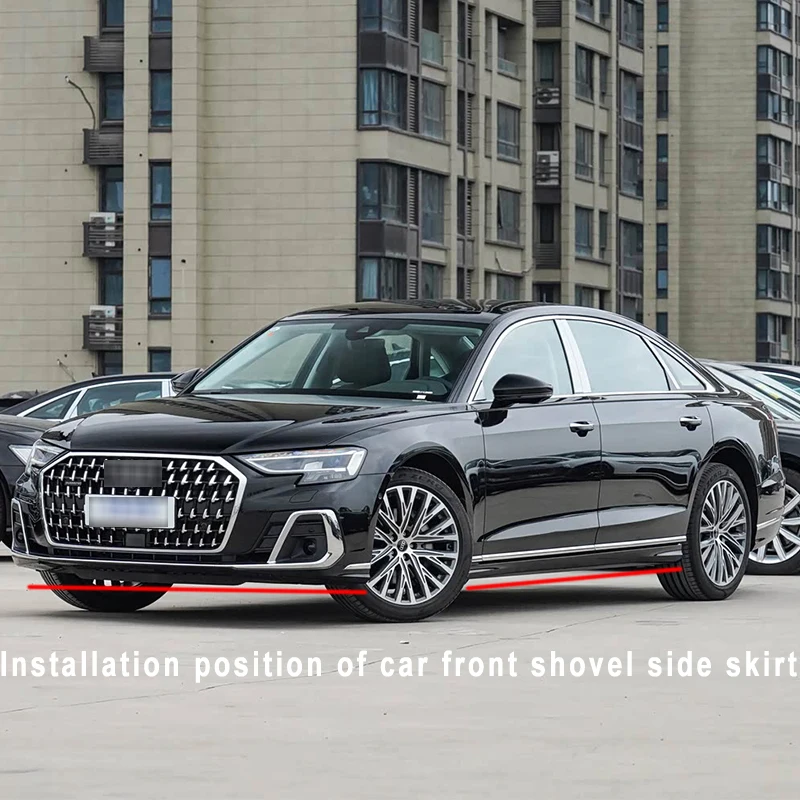 

Car Front Bumper Splitters Lip Body Kit Spoiler Side Skirts Extensions Rear Wrap Angle Accessories ABS For Audi A8 2017-2024