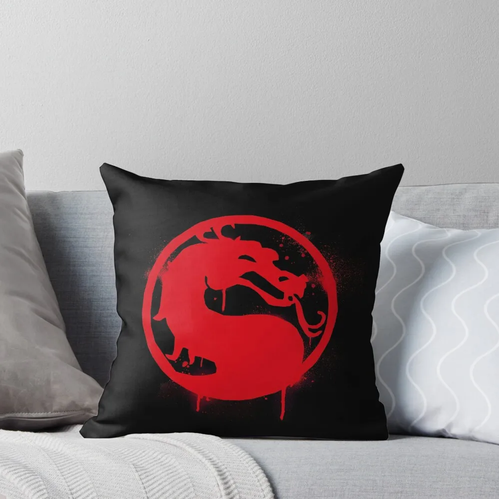 Mortal Kombat Splatter Grafitti Emblem Mortal Kombat 11 Logo Throw Pillow luxury decor Couch Cushions Sofa Pillow Cover