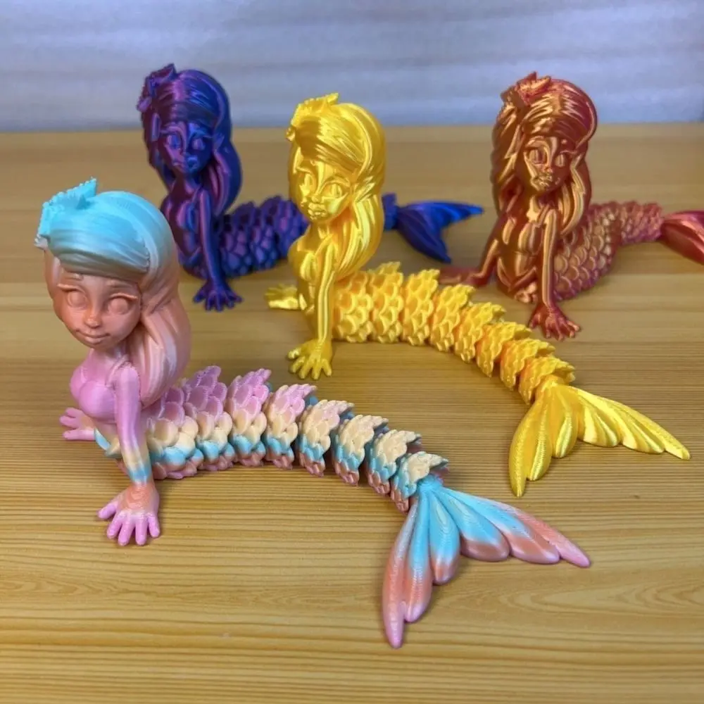 3D Printed Cute Mermaid Model Home Decoration Multi-jointed Aquascape Model Landscape Ornament Movable Simulation Toys Kids