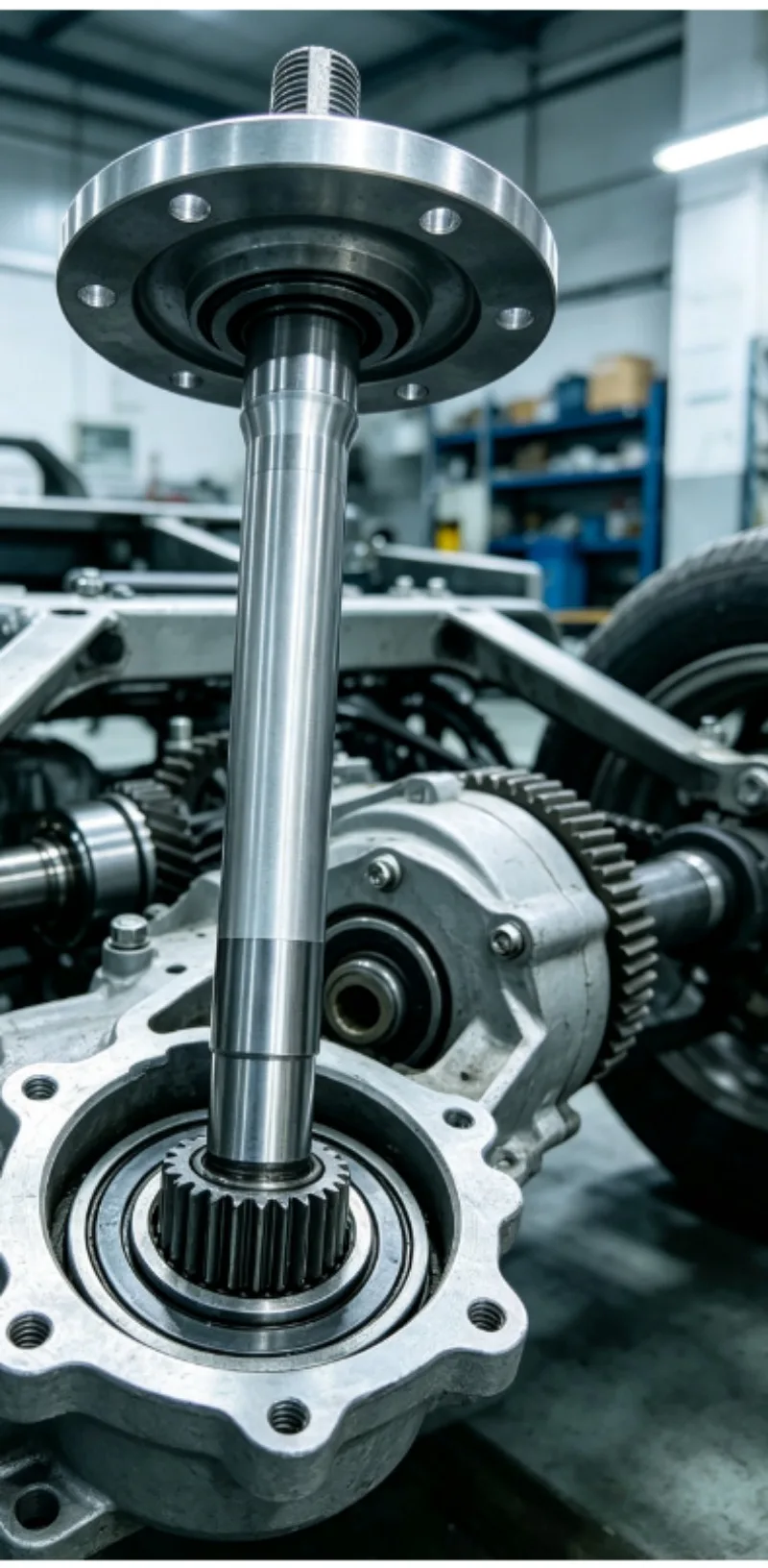 16 Teeth 9 Axle Head Rear Half Shaft with 6205 Bearing, Thickened Gearbox Drive Shaft for Electric Tricycle, Non-universal