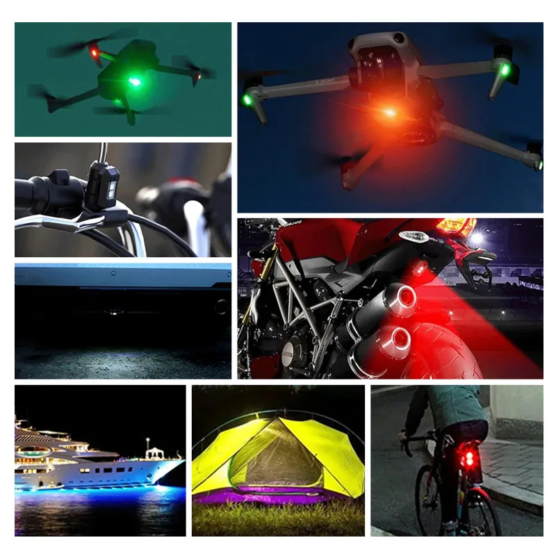 Drone Strobe Light 7 Color Motorcycle Taillights USB LED Anti-Collision Bike Aircraft Night Flying Flashing Warning Signal Light image 6