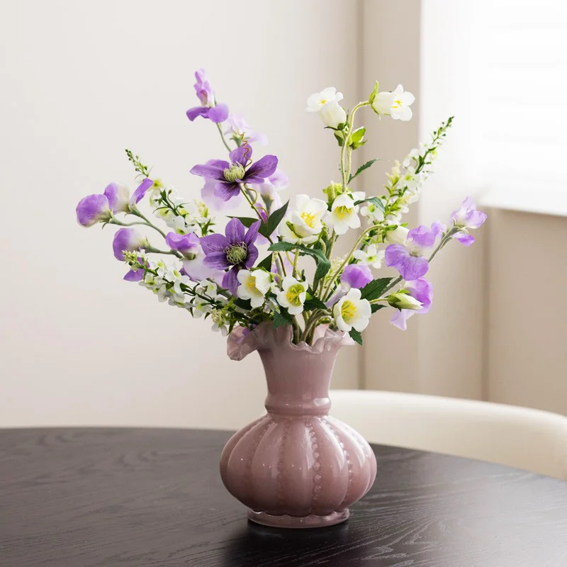 

Dining table floral ornament living room decoration fake flower simulation silk flower niche fresh medieval vase wind chimes lil