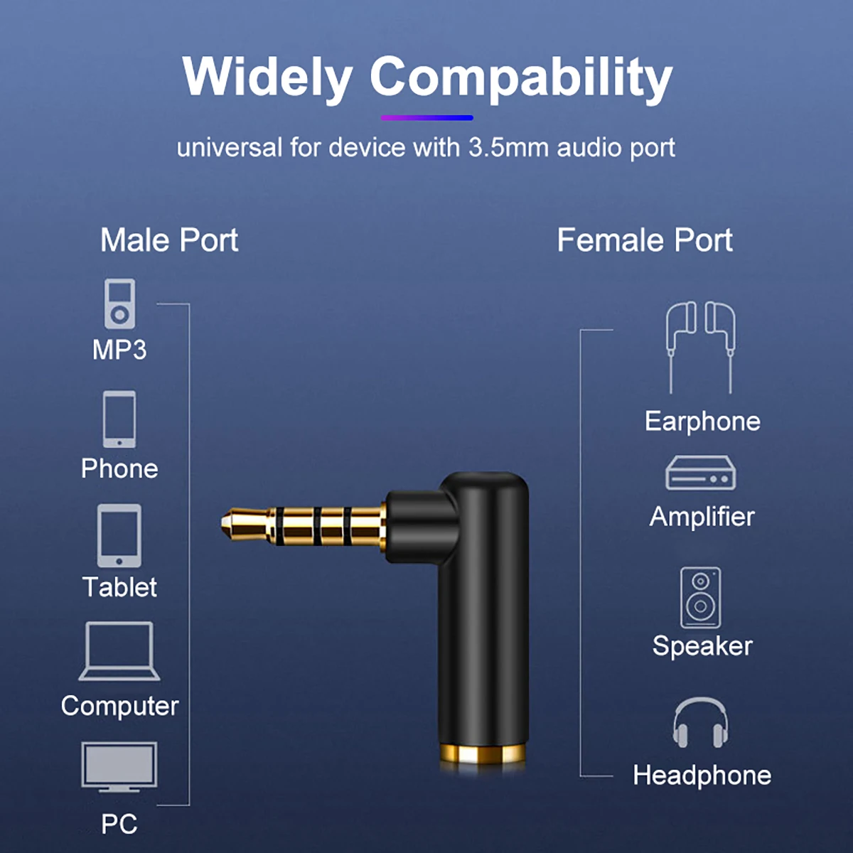 L Shape Jack 3 5 Male to Female Gold-plated Connector 3.5 Jack Right 90 Degree Angle  3.5mm 4Pole Male Audio Stereo Plug Adapter