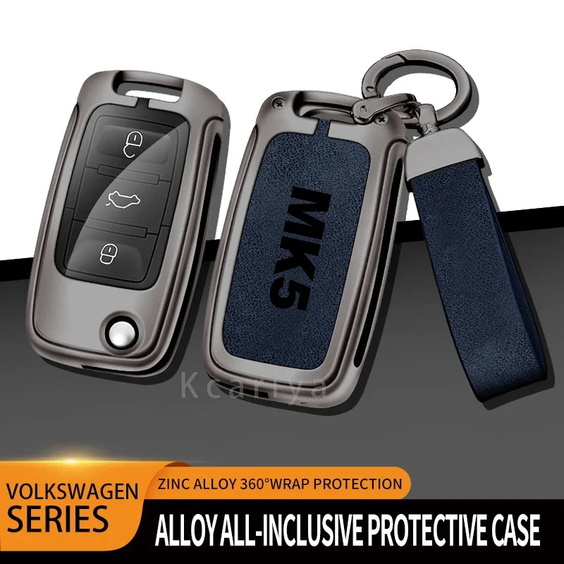Funda de llave de aleación de Zinc de TPU para coche, accesorios de decoración Interior para VW, Volkswagen, GOLF 5, MK5