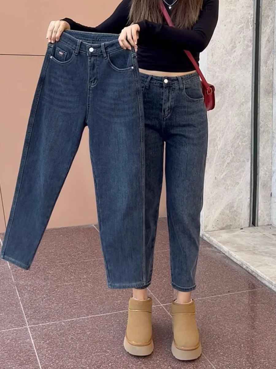 

High Waist Harlan Denim Jeans Women's Summer Slimming Large Size Harbour Blue Cotton Stretch Denim Nine Point Pants