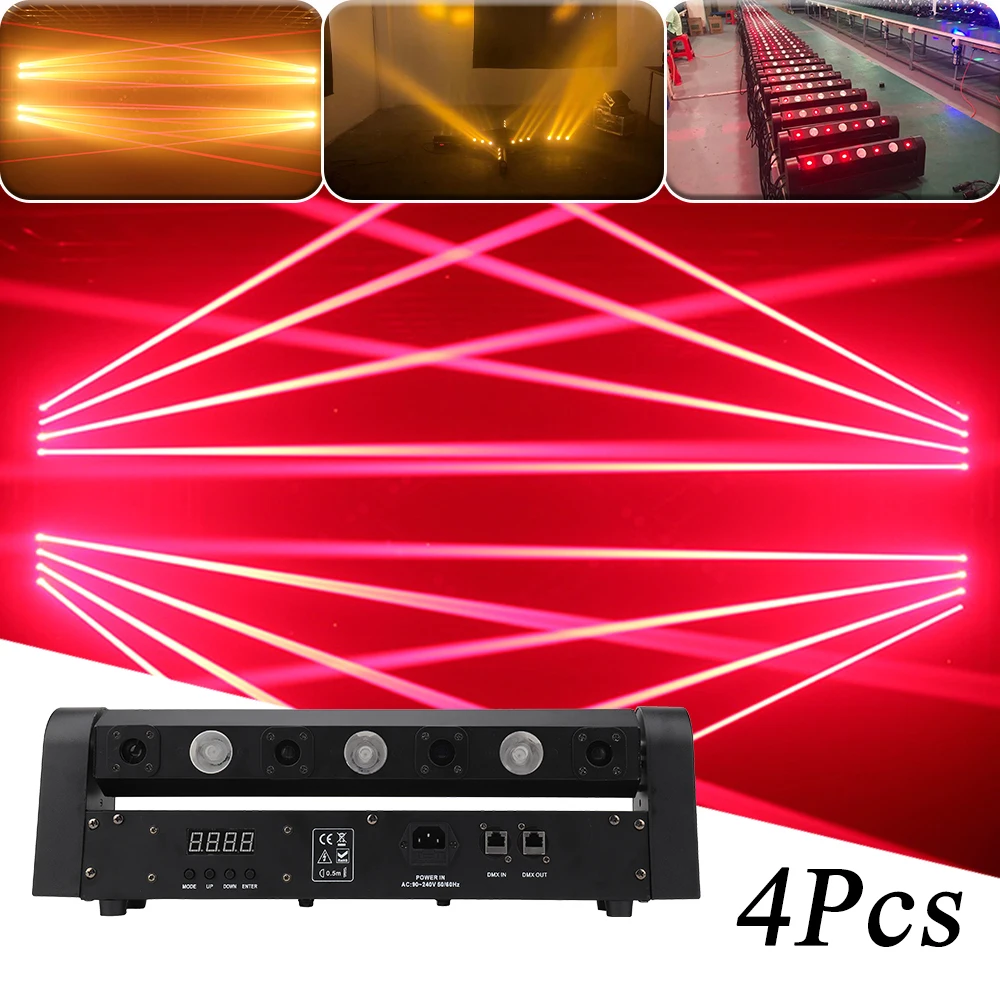 

4Pcs/Lot NEW DJ Disco Moving Head Laser Beam Light Projector LED Sound Strobe Stage Effect Wedding Xmas Holiday Music Party Lamp