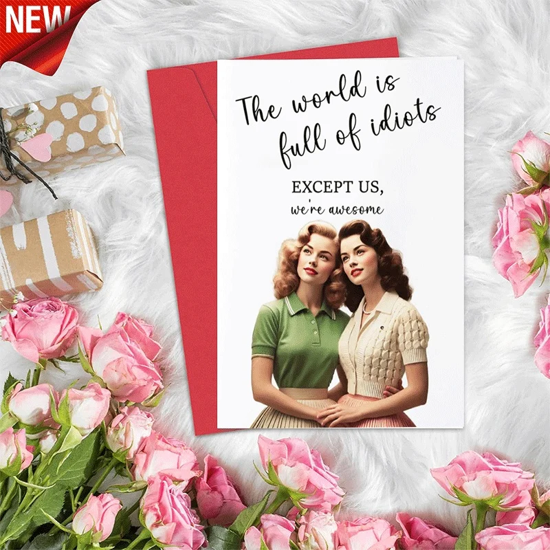 

Retro Best Friend Greeting Card, Funny Sarcastic Quote Card for BFF, Awesome Friendship Card for Bestie
