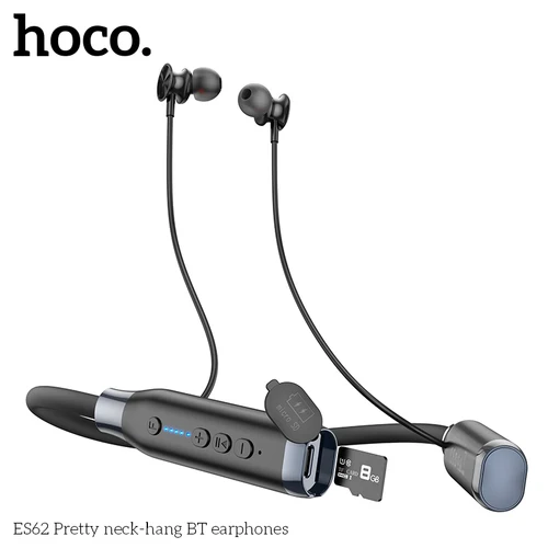 HOCO ES62 auriculares con banda para el cuello Bluetooth 5,3 auriculares deportivos compatibles con reproducción de tarjeta TF 120 horas de batería de larga duración para teléfono móvil