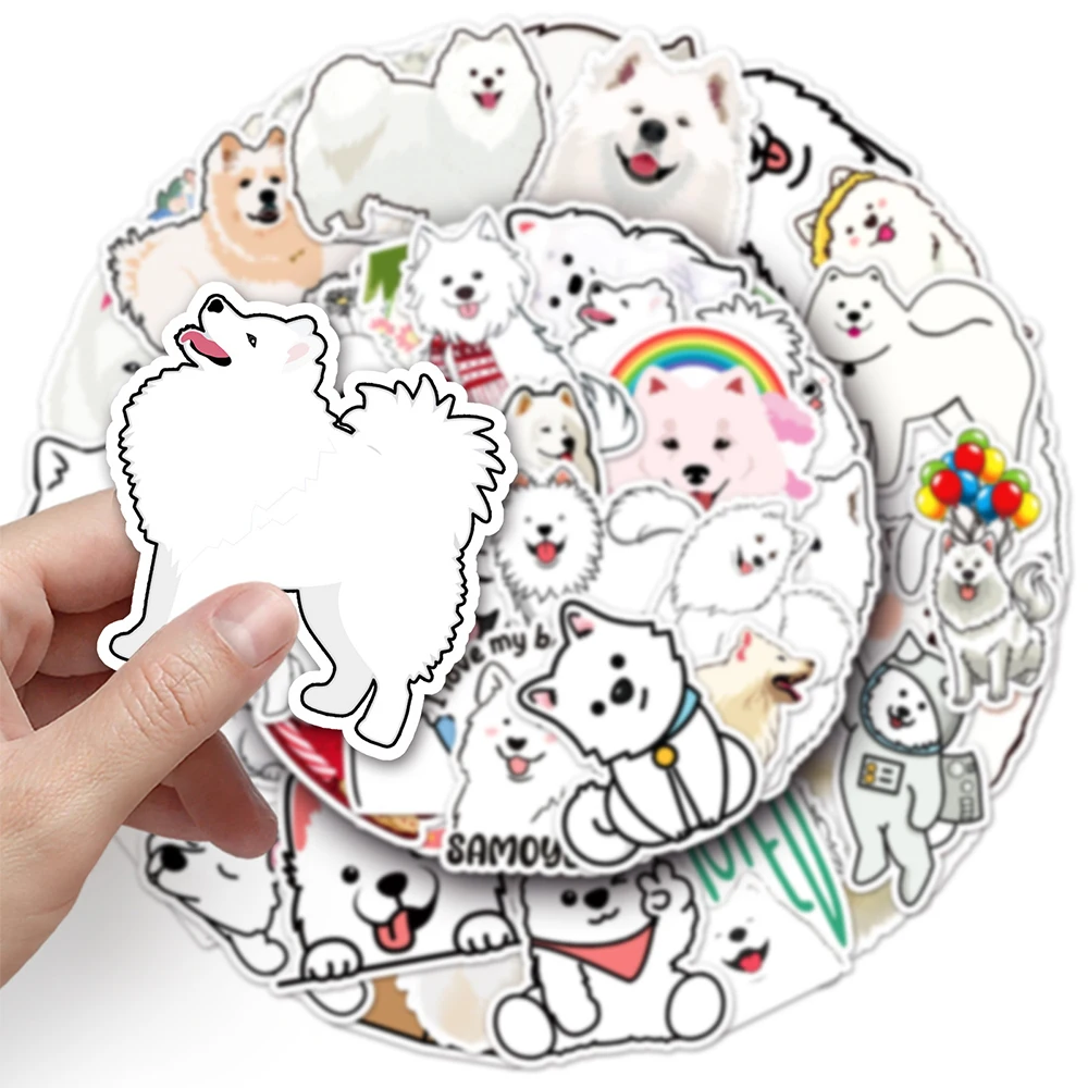 10/30/50Pcs Samoyed pies naklejki Anime kreskówka z uroczymi zwierzętami naklejka motocyklowa Laptop Notebook walizka PVC zabawki dla dzieci