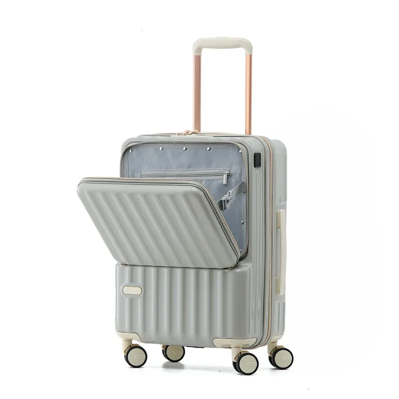 New Rolling Luggage Travel Suitcase Lightweight Trunk Front Open Suitcases Large Capacity Case Silent Universal Wheel luggage