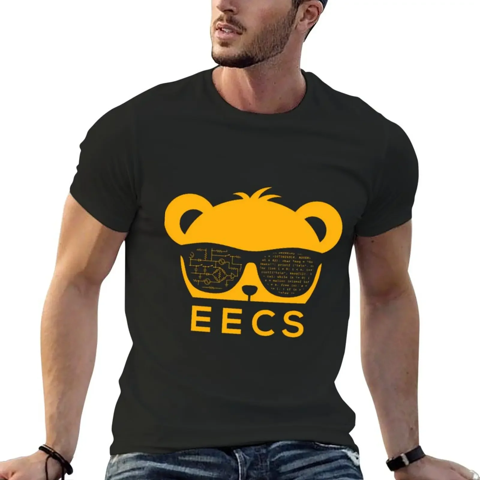

EECS Bear Sunglasses - Yellow \t T-Shirt sports fans plus size clothes tees shirts men graphic