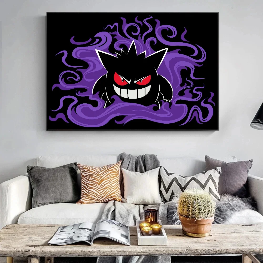 

Japanese Manga Pokemon Gengar Painting Canvas Stickers and Posters Home Decoration Accessories Hristmas Gift for Children