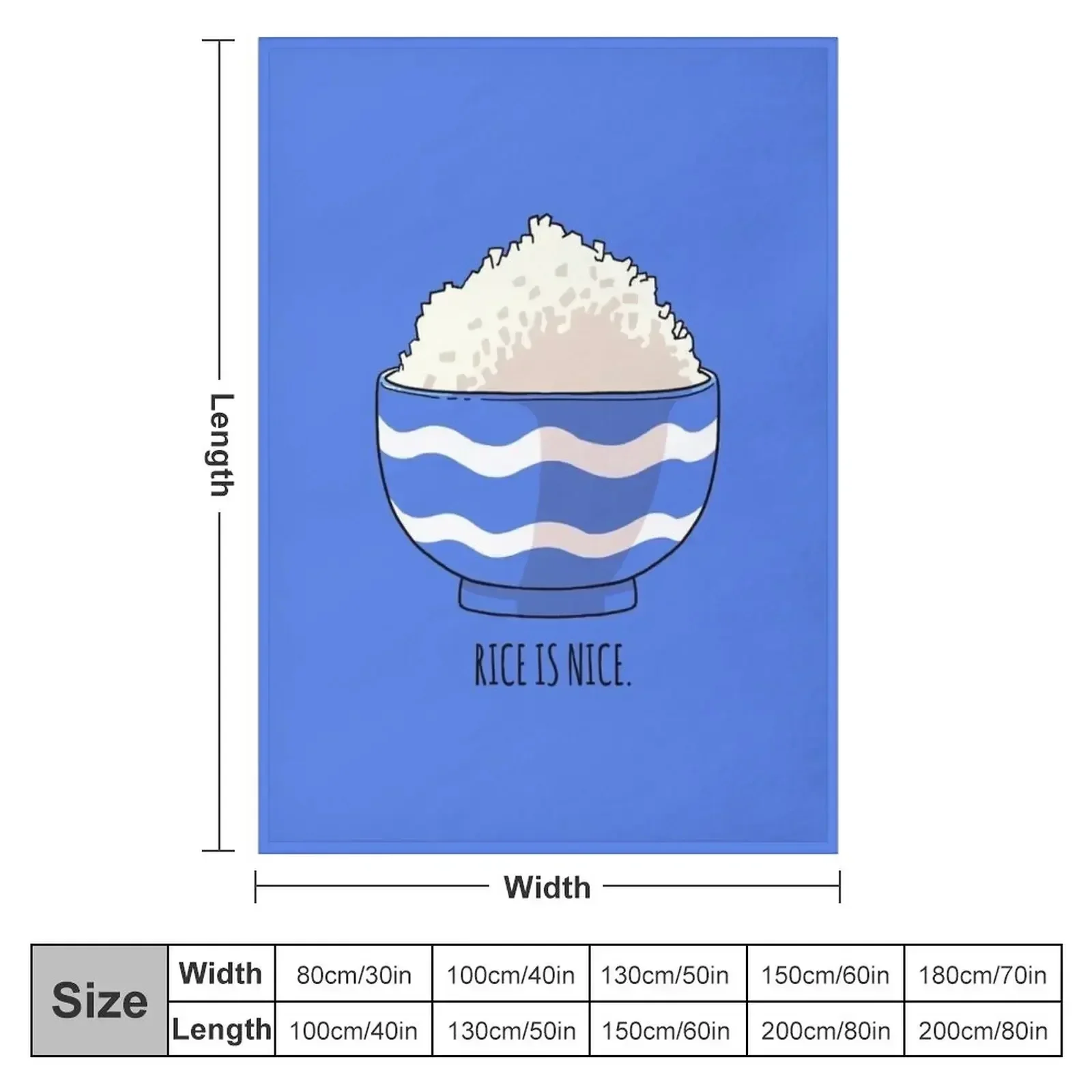 Rice is Nice Cute Bowl of Rice Throw Blanket couch cozy soft plush fuzzy picnic outdoor blanket
