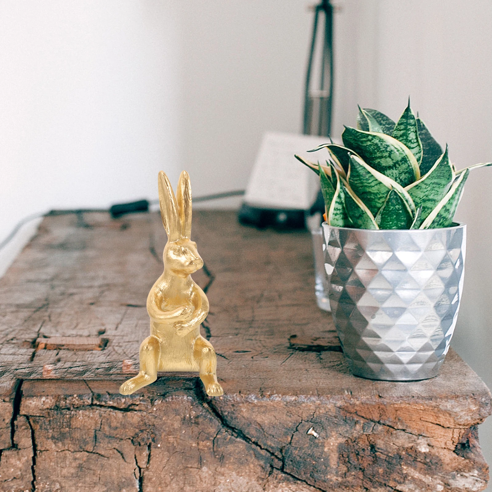

Cute Rabbit Realistic Resin Bunny Figurines Mini Statue Home Decor Dresser Nightstand Resin Rabbit Ornament Bedroom