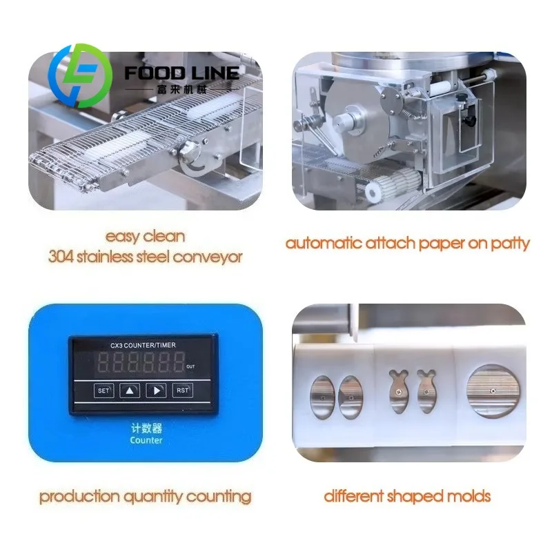Automatic Hamburger Patty Forming Machine, Adjustable Production Speed Flexible Output Automatic Fast‑Food Patty Forming
