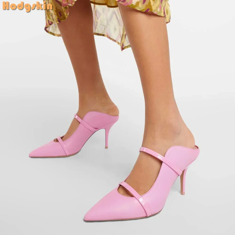 

Pointed Toe Strappy Pumps Solid Concise Shallow Casual Mules Fashion Thin High Heels 2025 Spring New Office Lady Dress Shoes