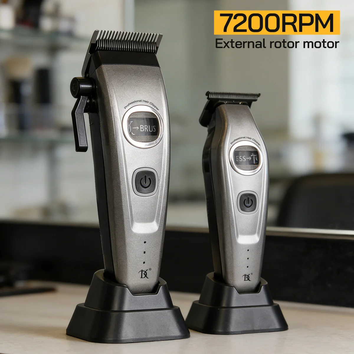 

Professional External Rotor Brushless Motor Men's Hair Clipper 7200RPM Hair Salon Oil Head Echo Blade Hair Trimmer Beard Shaver