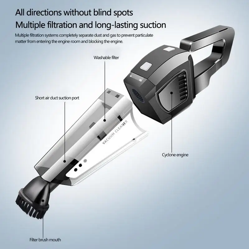 Перезаряжаемый пылесос 120 Вт, мини-портативный ручной пылесос, автомобильные аксессуары, удлиненная плоская насадка с мощным всасыванием