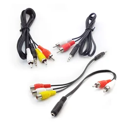 3pole 4 pole 3.5mm male female Jack Plug To 2RCA 3 RCA male female Adapter 3RCA Audio video AV Cable Wire Cord J17