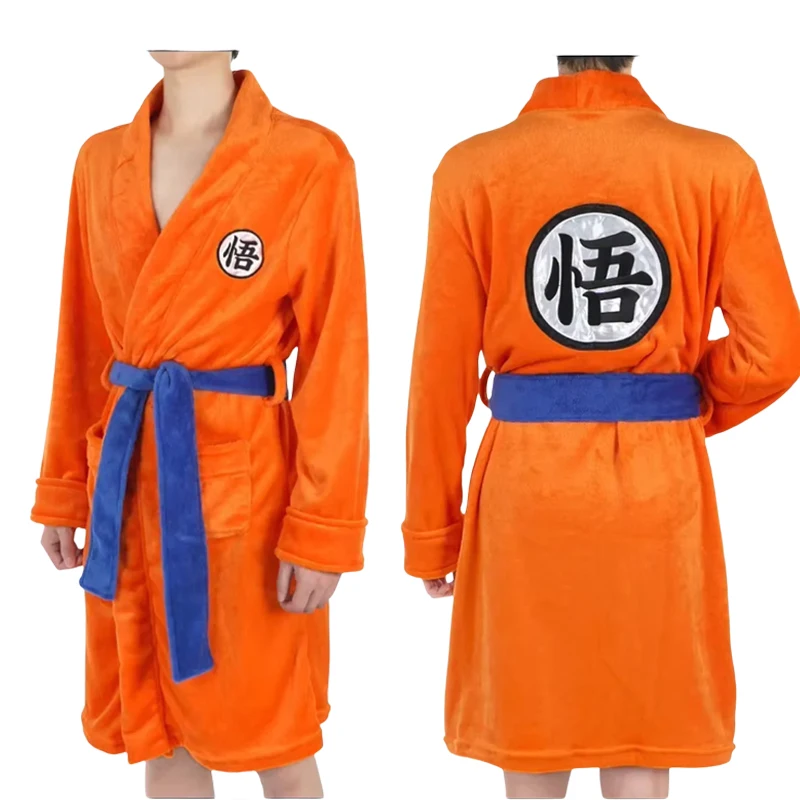 Adult  Anime Bathrobe Cosplay Son Goku Costume Man Women Bath Robe Sleepwear Plush Robe Women Men Pajamas Cartoon