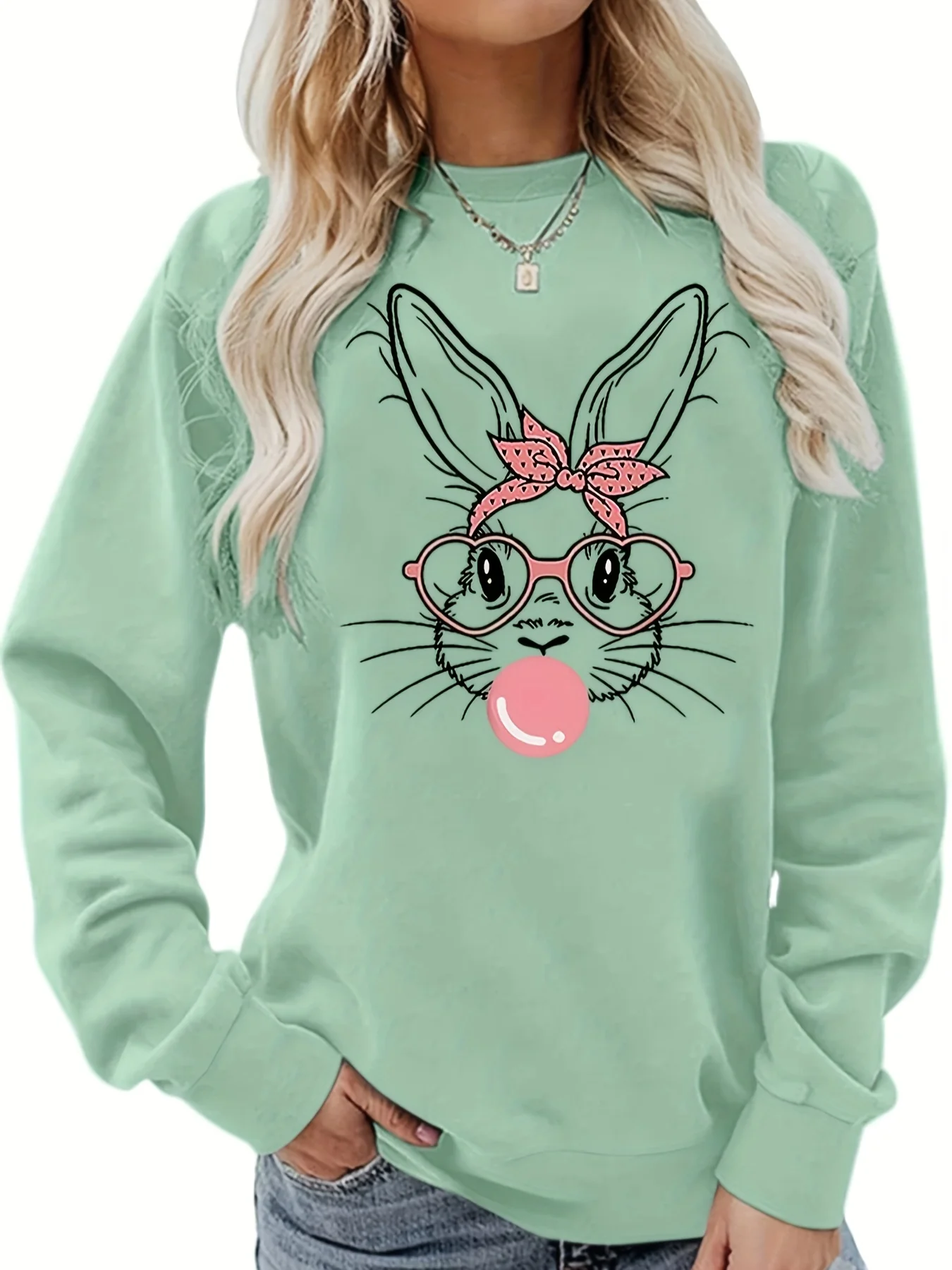 

Women's Easter bunny print sweatshirt