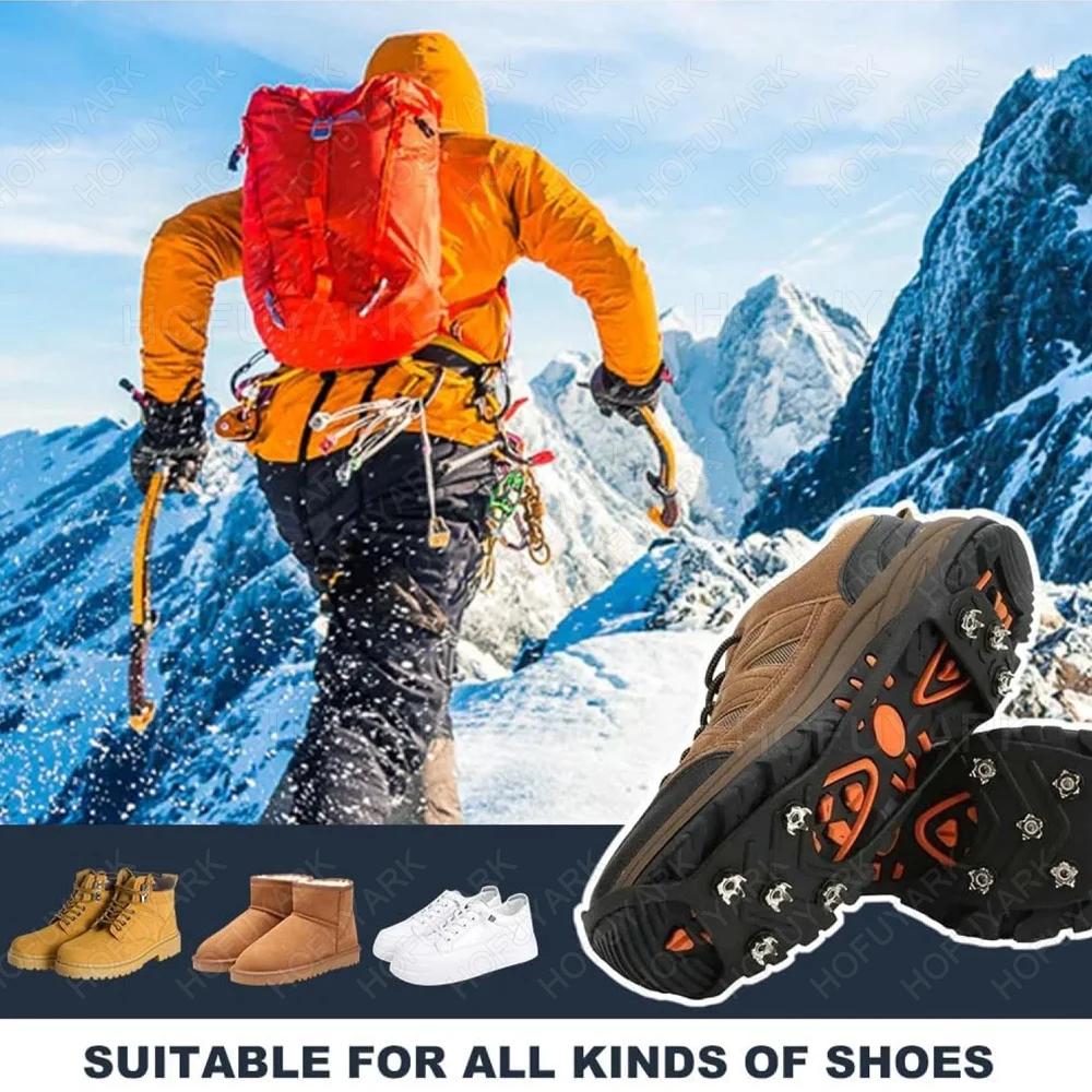 Non-Slip Ice Cleats for Shoes & Boots Anti-Slip Shoe Spikes Winter Outdoor Hiking Climbing Crampons for Walking On Snow and Ice